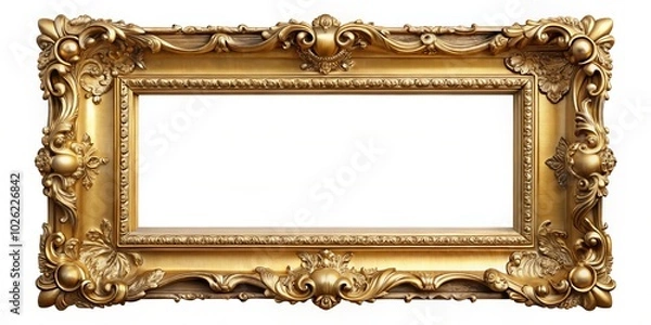 Fototapeta Elegant golden thin picture frame featuring a transparent background, perfect for enhancing any decor while showcasing cherished memories with a touch of sophistication.