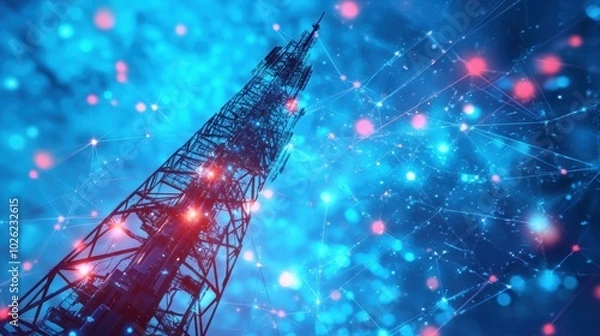 Fototapeta Digital signal processing in telecommunication, illustrating data encoding, transmission, and error correction