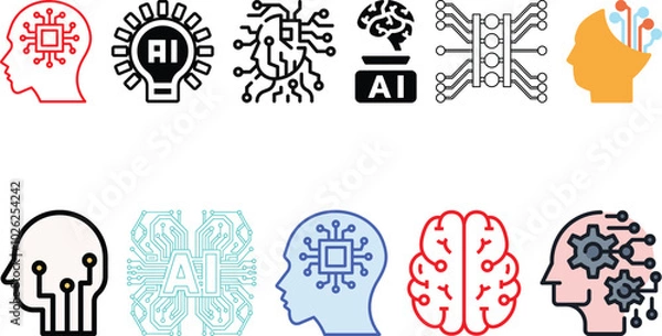 Obraz Artificial Intelligence icon set collection