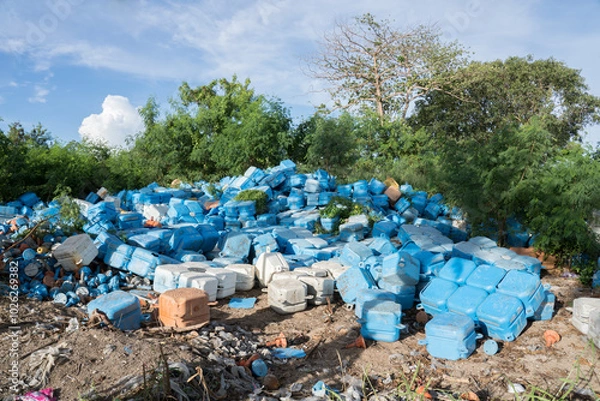 Fototapeta garbage on the beach