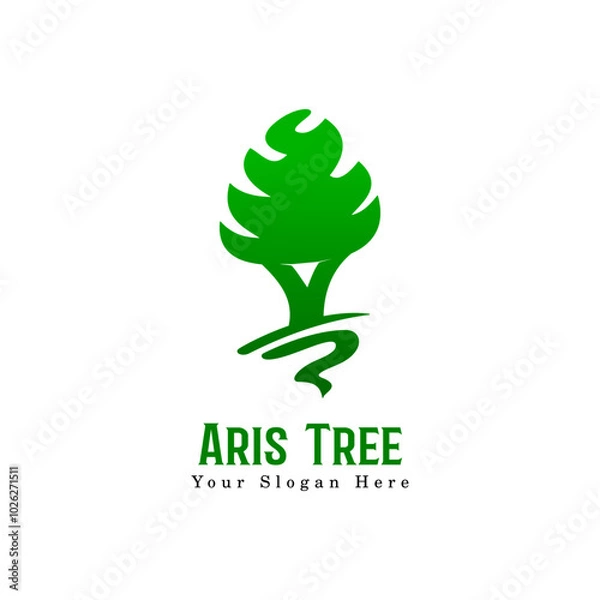 Obraz simple style tree logo vector. Tree vector silhouette.