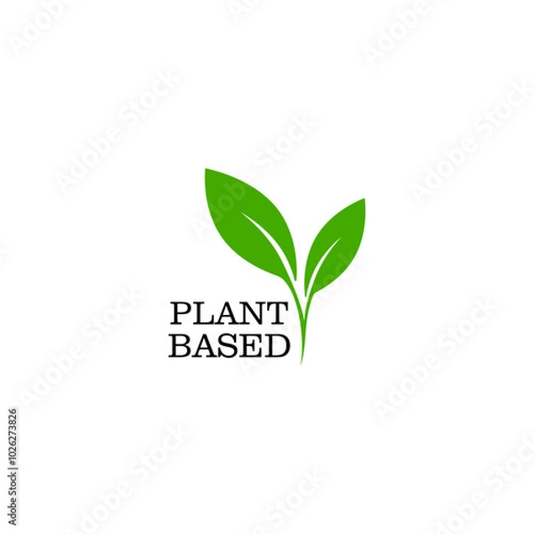 Fototapeta Plant based vegan badge eco icon. isolated on white background.