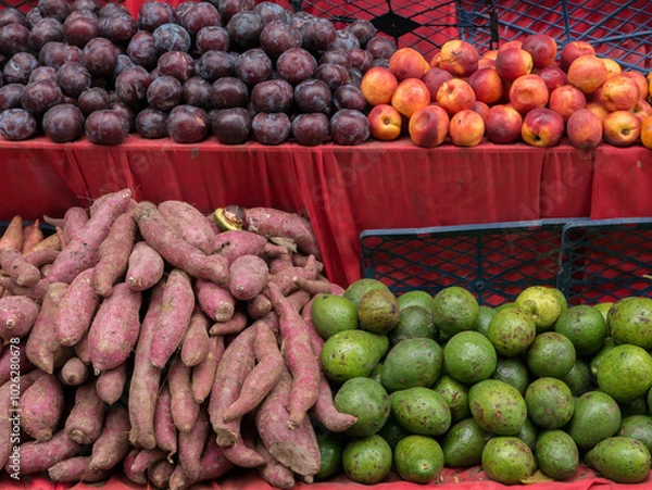 Fototapeta Fruit on table in morning market