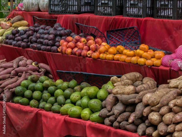 Fototapeta Fruit on table in morning market
