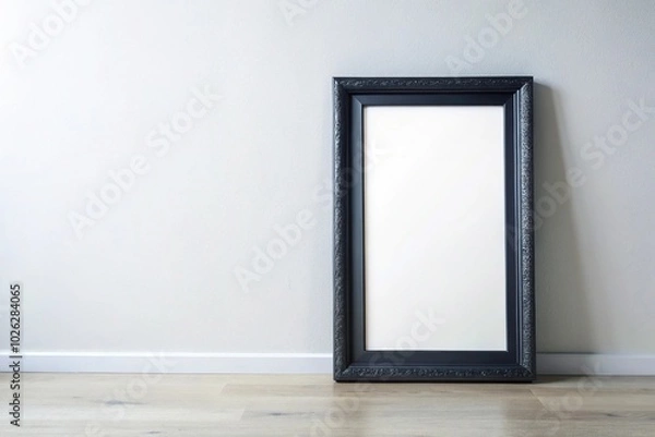Fototapeta Modern black mirror on left side of white frame with leading lines