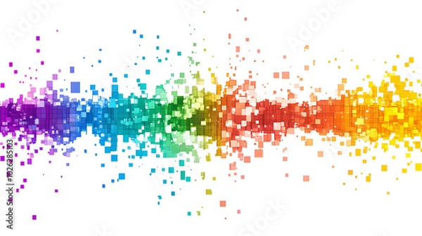 Fototapeta Abstract colorful pixelated wave on white background.