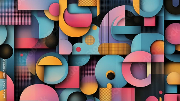 Fototapeta abstract geometric in multi-colored shades with geometric shapes and patterns. Minimalistic and attractive materialistic design