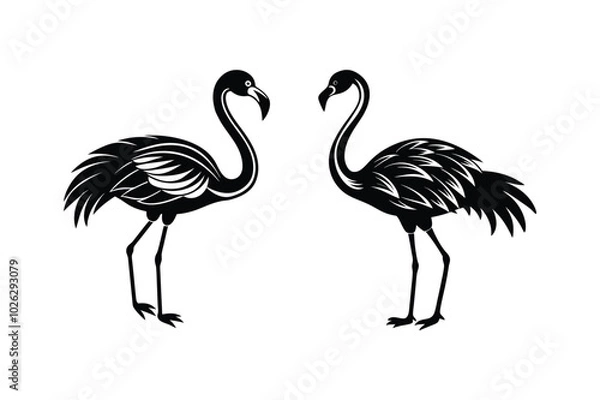 Fototapeta 2 Set of Flamingo Vector Silhouette Illustration Art