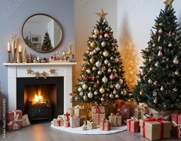 Fototapeta Kerstboom versierd, christmas tree decorated