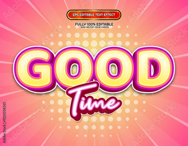Fototapeta 3d Good time yellow pink text effect editable