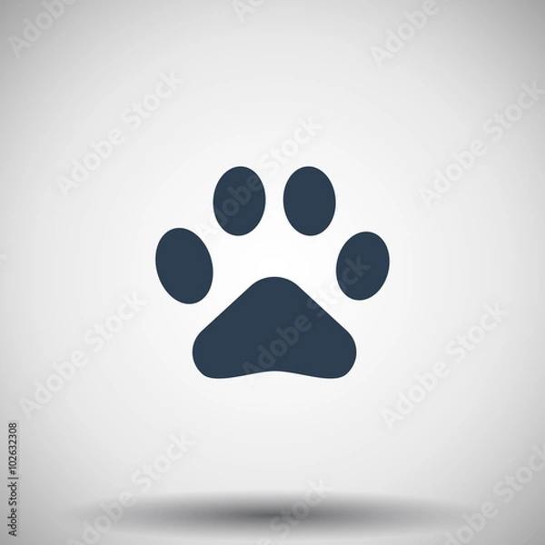 Fototapeta Flat black Paw Print icon