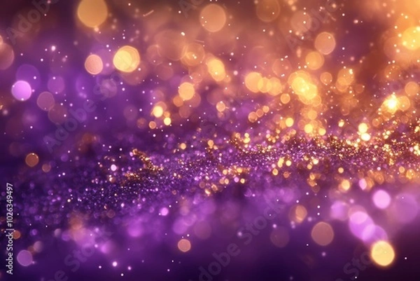 Fototapeta Abstract luxury Christmas background, purple and gold, bokeh effects and sparkles