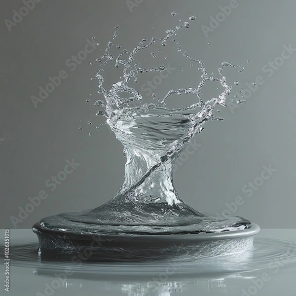 Obraz Whirling water funnel at a drain, isolated against a clear backdrop