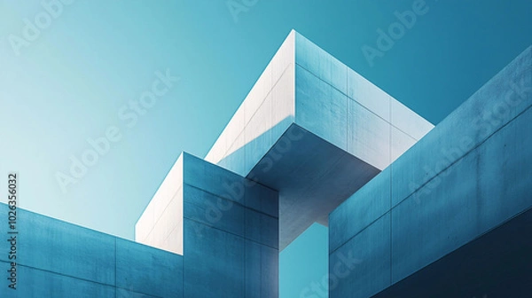 Fototapeta Visually Stunning Desktop Wallpaper Capturing the Essence of Minimalistic Architecture with Simple Shapes, Lines, and Colors to convey the beauty of minimalism.