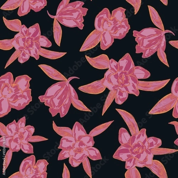 Fototapeta Seamless pattern with abstract flowes