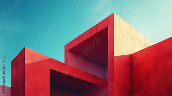 Obraz Visually Stunning Desktop Wallpaper Capturing the Essence of Minimalistic Architecture with Simple Shapes, Lines, and Colors to convey the beauty of minimalism.