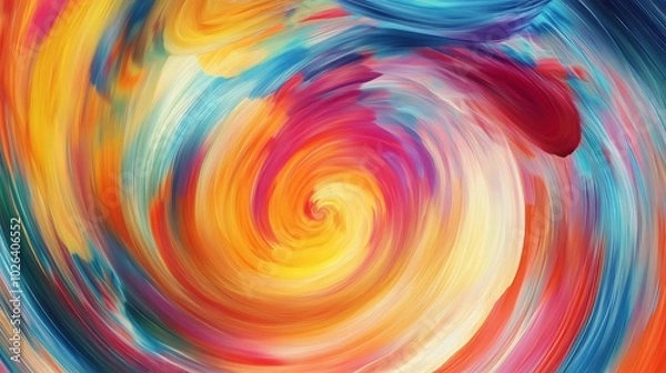 Fototapeta A swirling vortex of bright colors and geometric shapes, representing an abstract concept. Illustration