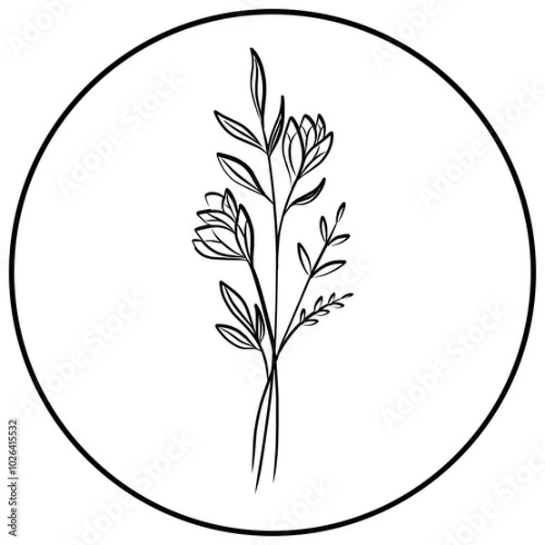 Fototapeta Hand drawn botanical decorative elements vector