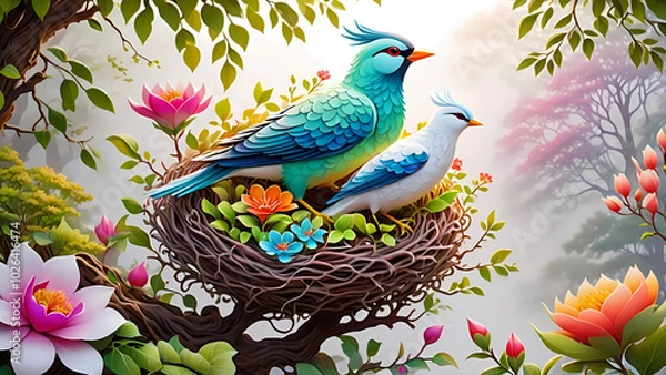 Fototapeta Picture of birds with the beauty of nature on background. bird(11)