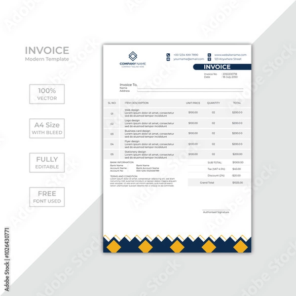 Obraz Modern corporate business invoice template design