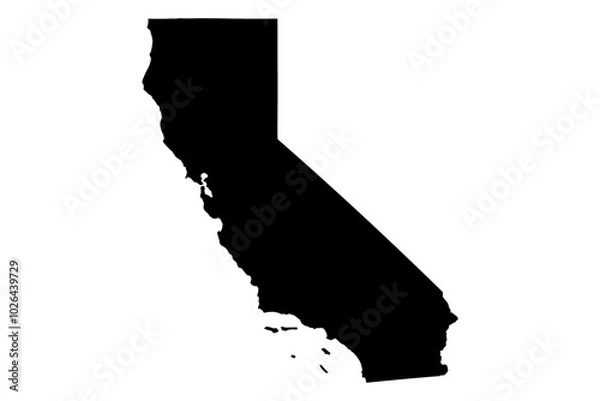 Fototapeta California State Silhouette - Black SVG Map of California Shape for Graphic Design and Art Projects