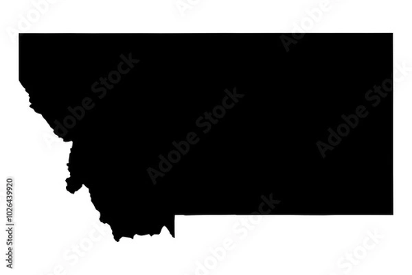Fototapeta Montana state map SVG featuring a black fill and transparent background. Scalable MT vector outline for diverse creative and professional projects.