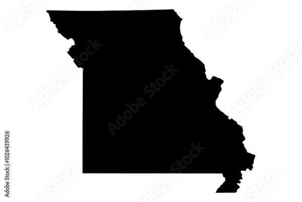 Fototapeta Missouri state map SVG, black fill with transparent background. Clean, scalable MO vector outline for design, crafts, and educational use.