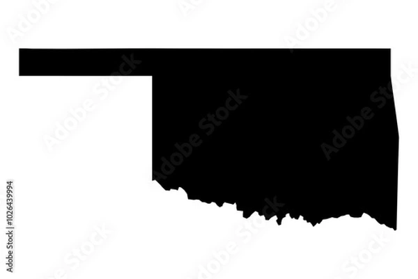 Fototapeta Oklahoma State Silhouette - Black SVG Map of Oklahoma Shape for Graphic Design and Art Projects