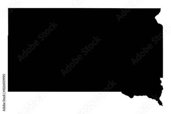 Fototapeta South Dakota State Silhouette - Black SVG Map of South Dakota Shape for Graphic Design and Art Projects