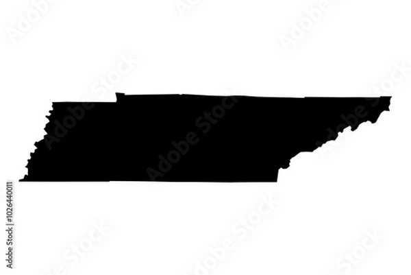 Fototapeta Tennessee State Silhouette - Black SVG Map of Tennessee Shape for Graphic Design and Art Projects