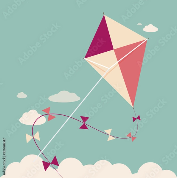 Obraz Puszczać latawiec w jesień wektor