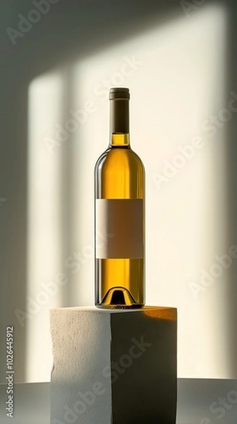Fototapeta Minimalist wine bottle in soft light setting