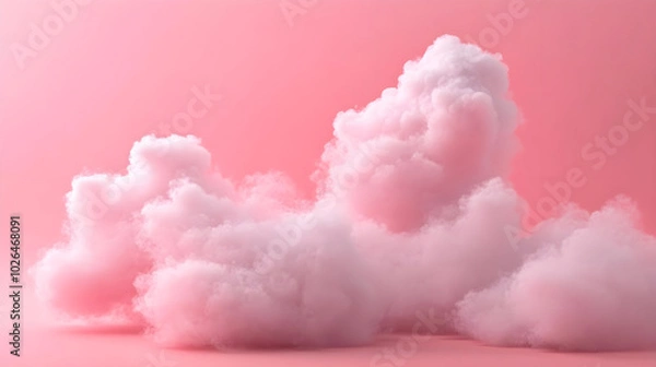 Obraz A pink cloud background with fluffy white clouds