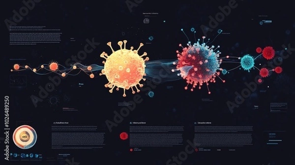 Fototapeta An educational infographic showing the lifecycle of a virus