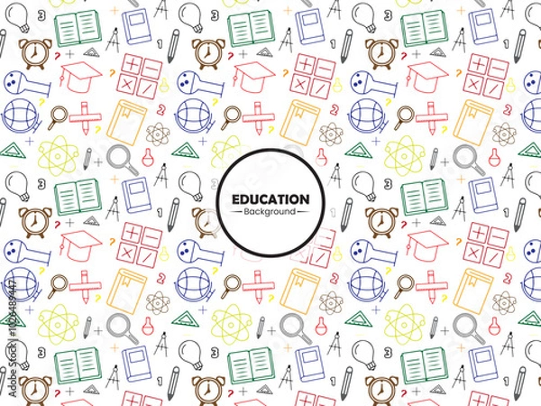 Fototapeta  Set of School and Education Icons Vector Pattern Design
