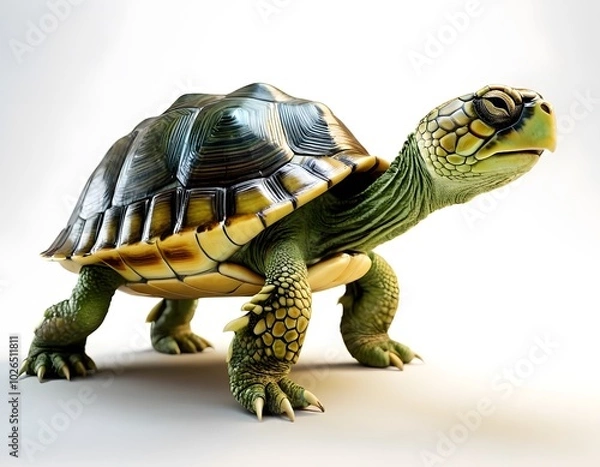 Fototapeta AI generated cute turtle on a white background