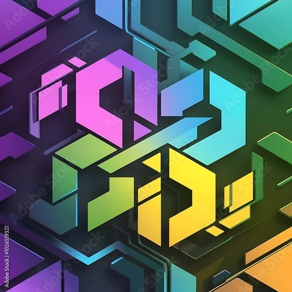 Fototapeta Vector abstract color 3d hexagonal. Background with hexagon element