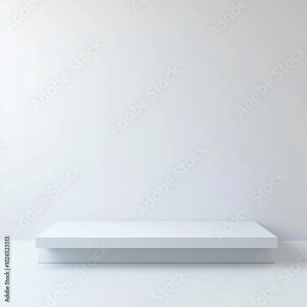 Fototapeta Blank white gradient background with product display. White backdrop or empty studio with room floor.  