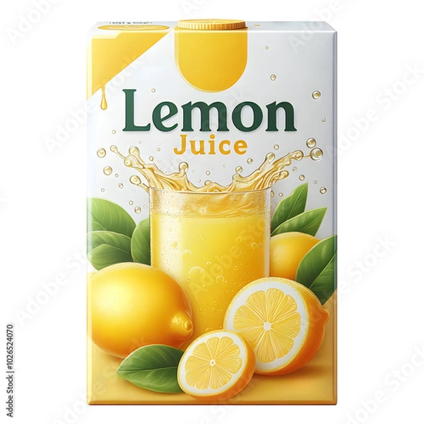 Fototapeta Lemonade juice box png Lemon juice pack png fresh fruits juice packet png Lemon juice bag png transparent background photo