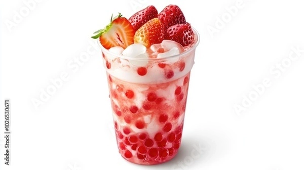 Obraz Refreshing Strawberry Dessert in Clear Cup