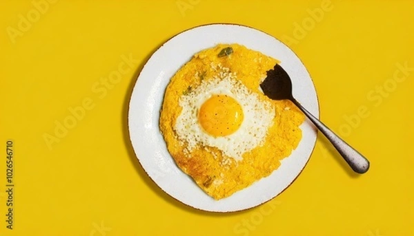 Obraz Cute omelet rice in cleared background easy to add text and for advertising, top view 