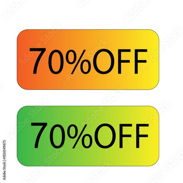 Obraz 70% percent off. Discount creative composition. Vector illustration.