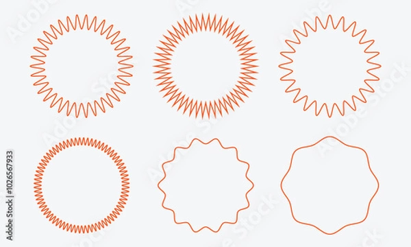 Fototapeta Set sunburst badges. Set of vector starburst, sunburst badges. Simple flat style vintage labels, stickers. Collection star label. 