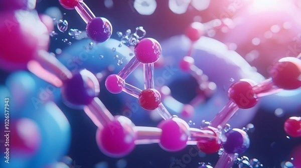 Obraz Abstract Molecular Structure. Illustration 3D For inserting text in Copy spaces
