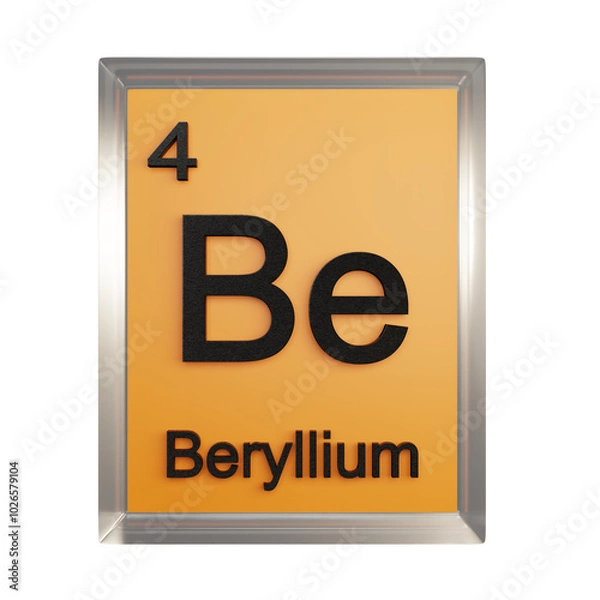 Fototapeta Beryllium front - Periodic Table Element, Scientific and Educational Use, Transparent and Translucent Design, 3D Render