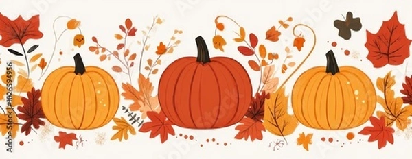 Fototapeta Simple vector graphic of three pumpkins  on a white background.