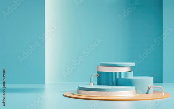 Obraz 3D background simulation product scene wooden background