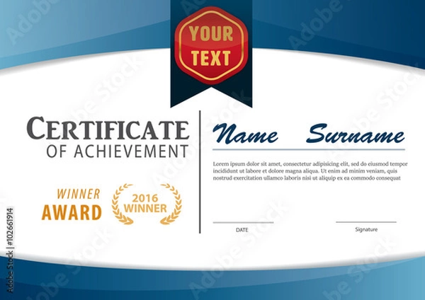 Fototapeta certificate template,diploma layout,A4 size ,vector