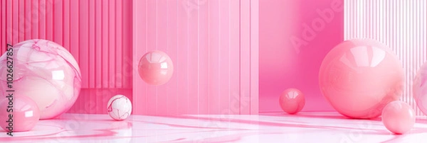 Obraz Pops of Pink: A pastel pink abstract background with pops of color, perfect for creating a feminine and inviting school setting.