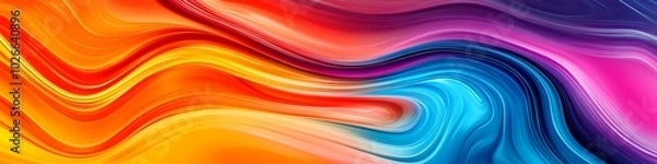 Fototapeta A vibrant, abstract pattern of flowing lines with a wide area for text 